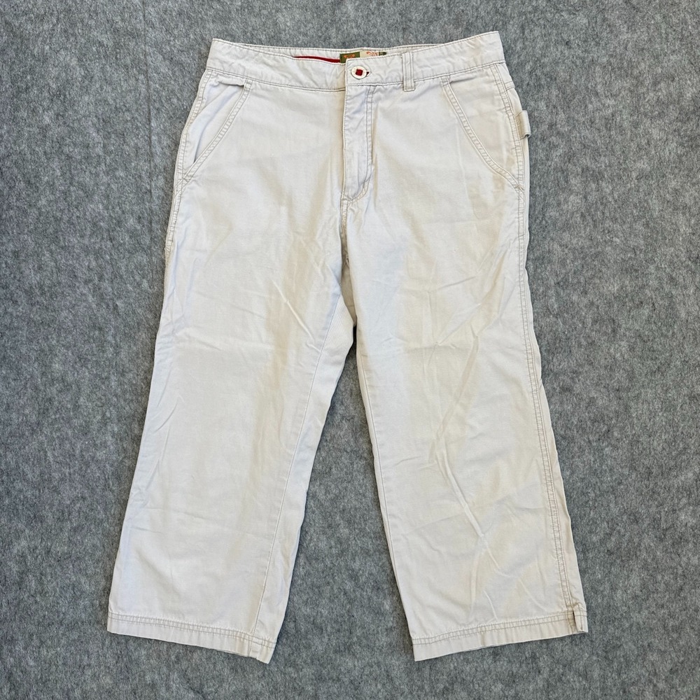 Y2K Roxy Quicksilver Cargo Crop PantsWomens Size 5 Capri Pants White 100% Cotton